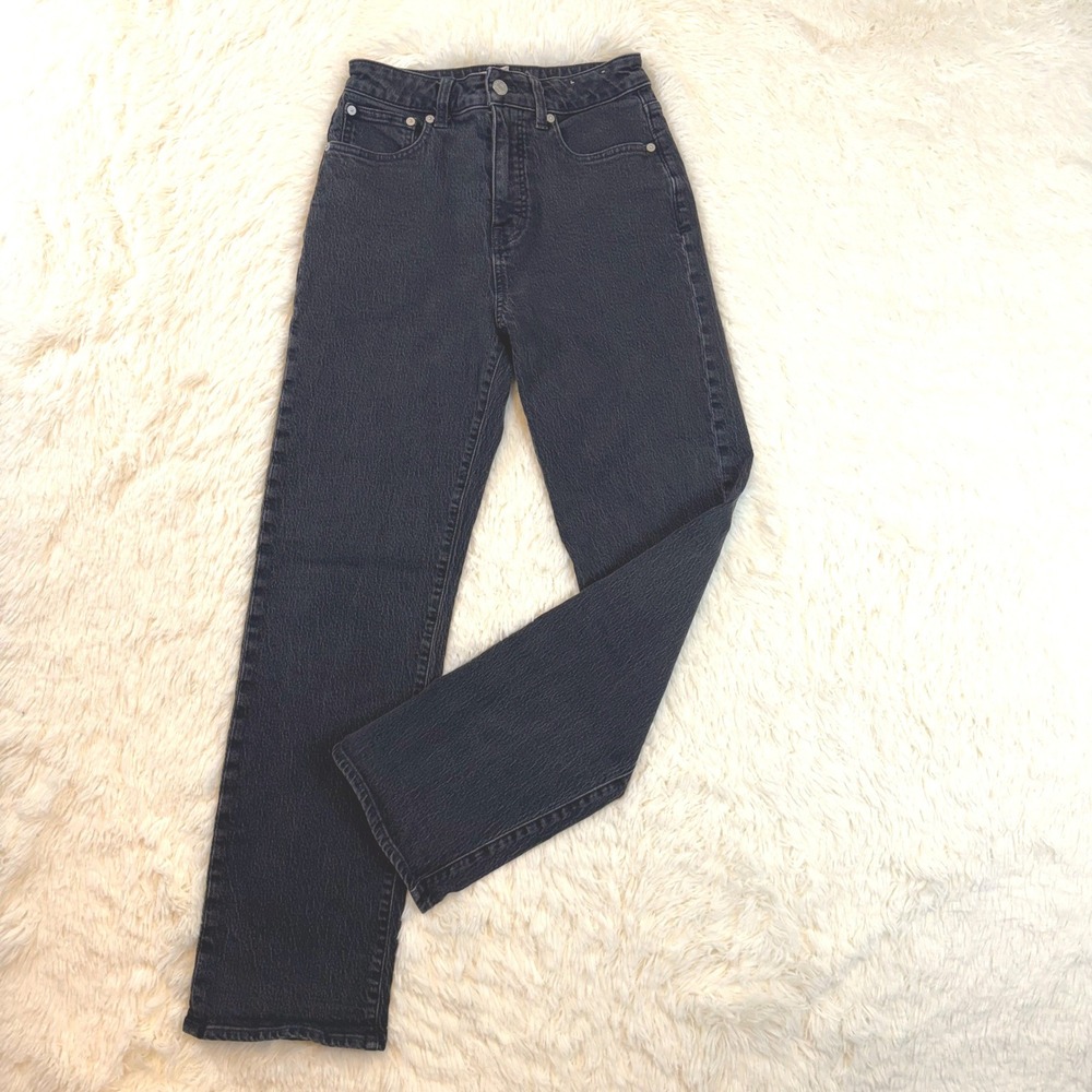 Madewell Curvy '90s Straight Jeans Women 26 Black High Rise Faded Lunar Wash